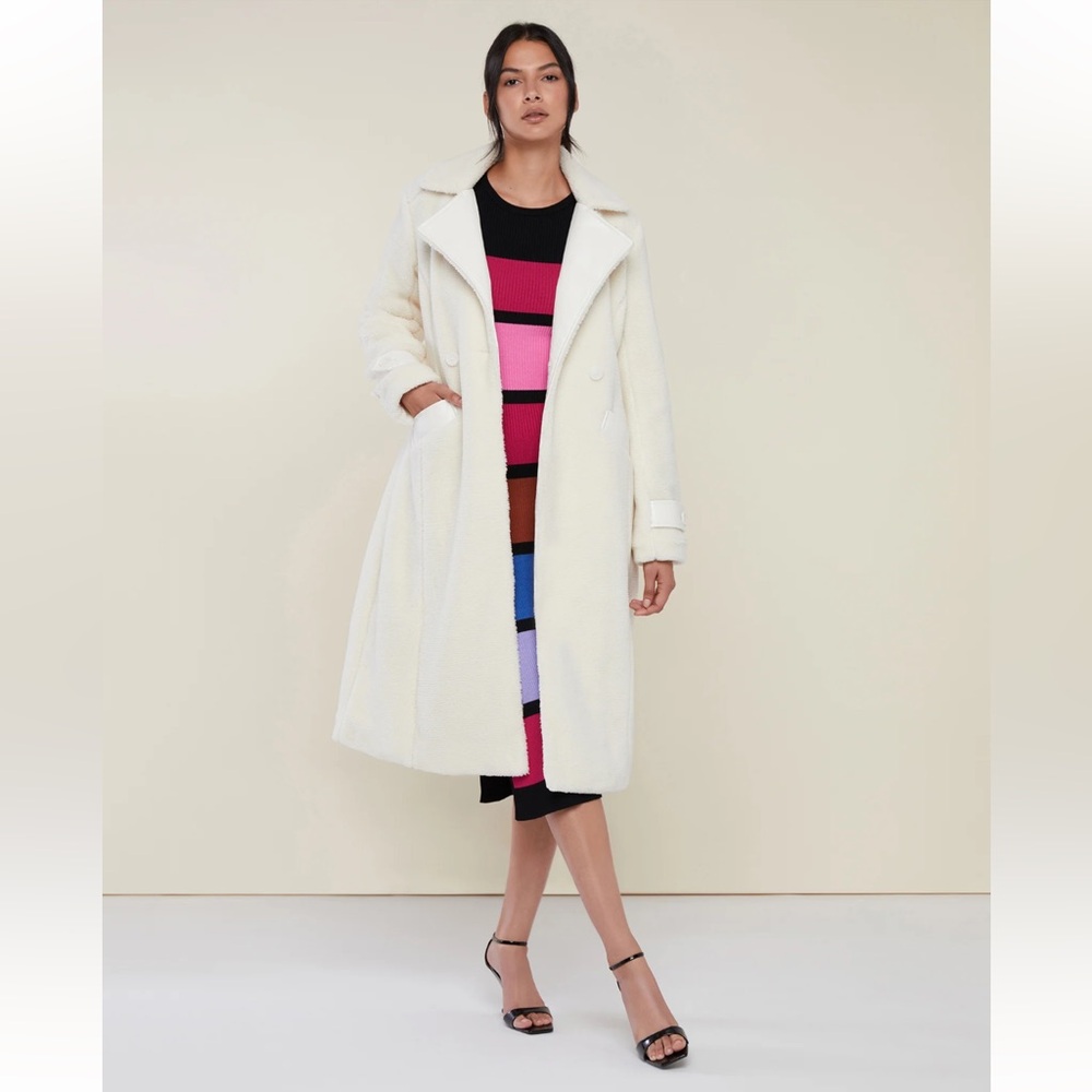 Rachel Parcell Sherpa Jacket, Ivory, Size XS